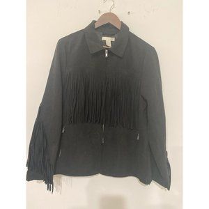 Suede fringe H&M jacket, black, Western, Yellowstone style, lightweight